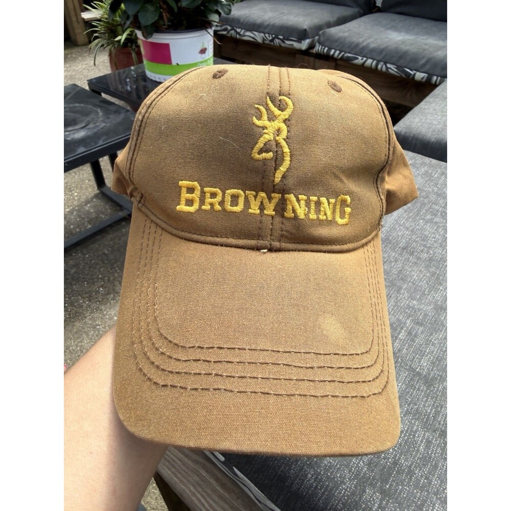 Browning Dura-Wax Brown Color Baseball Cap 3084121 Brown Hook & Loop Closure